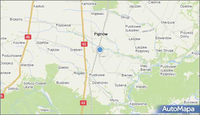 mapa Kolonia Bieniec, Kolonia Bieniec na mapie Targeo